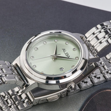 Alba AH7EA7X1 Ladies Green Dial Stainless Steel Strap