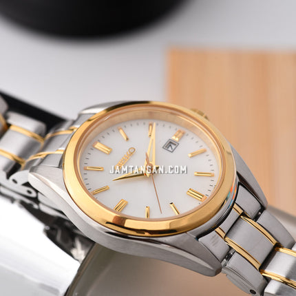 Seiko Classic SUR636P1 Ladies Mother Of Pearl Dial Dual Tone Stainless Steel Strap