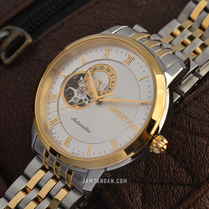 Seiko Presage SSA272J1 Open Heart White Dial Dual Tone Stainless Steel Strap