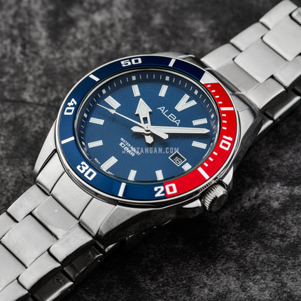 Alba Active AG8J39X1 Men Blue Pattern Dial Stainless Steel Strap