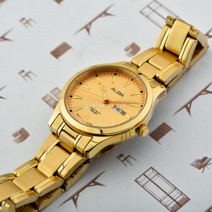 Alba Prestige AN8044X1 Ladies Gold Dial Gold Stainless Steel Strap