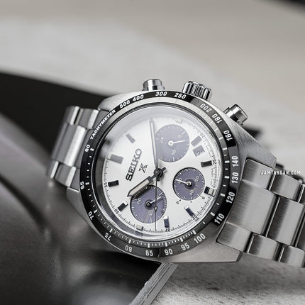 Seiko Prospex SSC813P1 Speedtimer SeiTona Panda Solar Chronograph White Dial Stainless Steel Strap