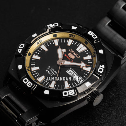 Seiko 5 Sports SRP287K1 Automatic Black Dial Black Stainless Steel Strap