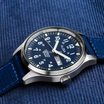 Alba Mechanical Field Military AL4219X1 Men Blue Dial Blue Nylon Strap