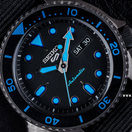 Seiko 5 Sports SRPD81K1 5KX SKX Sports Style Automatic Black Dial Black Nylon Strap