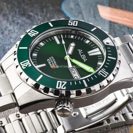 Alba Mechanical AL4699X1 Automatic Men Green Dial Stainless Steel Strap