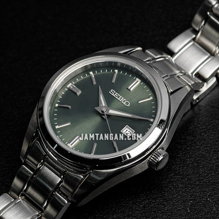 Seiko Ladies SUR533P1 Dress Olive Green Dial Stainless Steel Strap