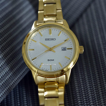 Seiko Classic SUR744P1 Neo Silver Dial Gold Stainless Steel Strap