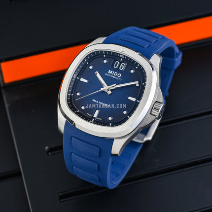 MIDO Multifort TV Big Date M049.526.17.041.00 Blue Gradient Dial Blue Rubber Strap