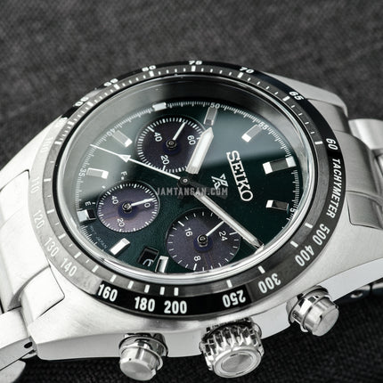 Seiko Prospex SSC933P1 Speedtimer SeiTona Solar Chronograph Green Dial Stainless Steel Strap