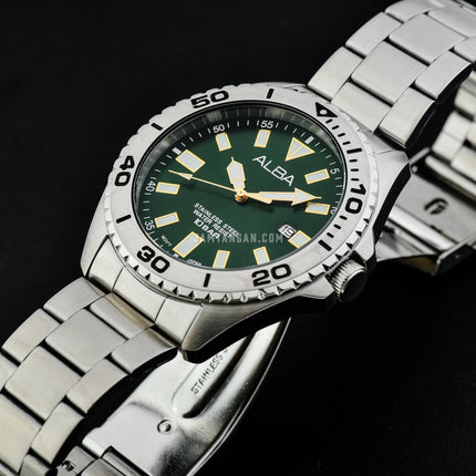 Alba Active AS9Q41X1 Men Green Dial Stainless Steel Strap