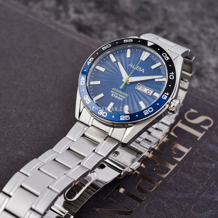 Alba Mechanical A3B003X1 Automatic Men Batman Blue Patterned Dial Stainless Steel Strap