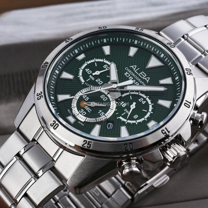 Alba Active AT3K59X1 Men Chronograph Green Dial Stainless Steel Strap