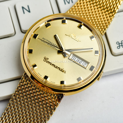 MIDO Commander M8429.3.22.13 1959 Automatic Gold Dial Gold Mesh Strap