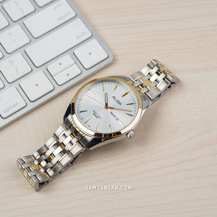 Alba AJ6182X1 Men Silver Dial Dual Tone Stainless Steel Strap