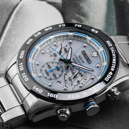 Seiko Solar SSC121P1 Chronograph Silver Dial Stainless Steel Strap