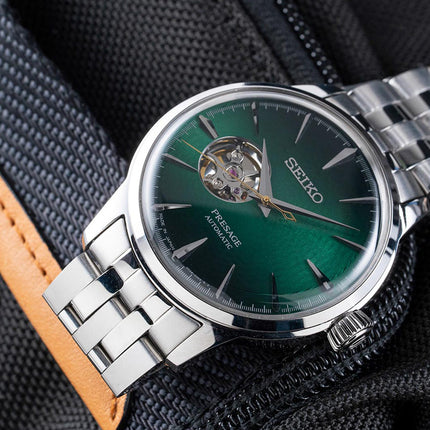 Seiko Presage SSA441J1 Cocktail Automatic Open Heart Green Gradation Dial Stainless Steel Strap