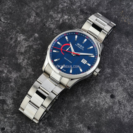 MIDO Multifort M038.424.11.041.00 Power Reserve Blue Dial Stainless Steel Strap