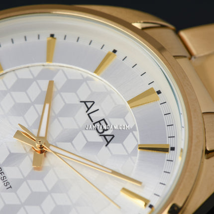 Alba AS9Q76X1 Silver Dial Gold Stainless Steel Strap