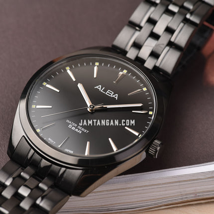 Alba ARX125X1 Men Black Dial Black Stainless Steel Strap