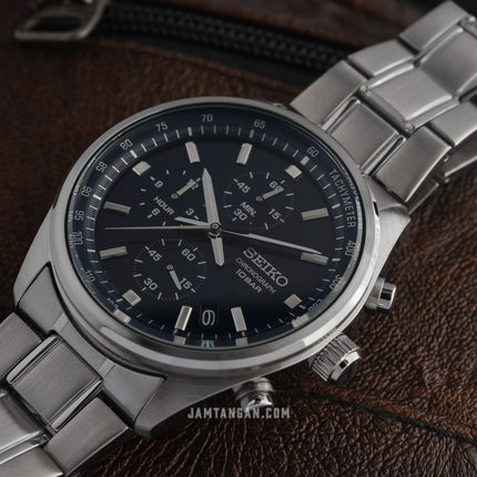 Seiko Chronograph SSB377P1 Dark Blue Dial Stainless Steel Strap