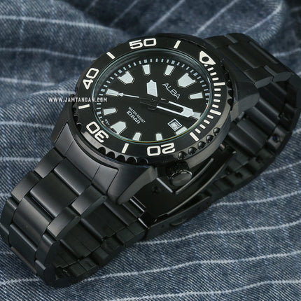 Alba Active AG8M01X1 Men Black Dial Black Stainless Steel Strap