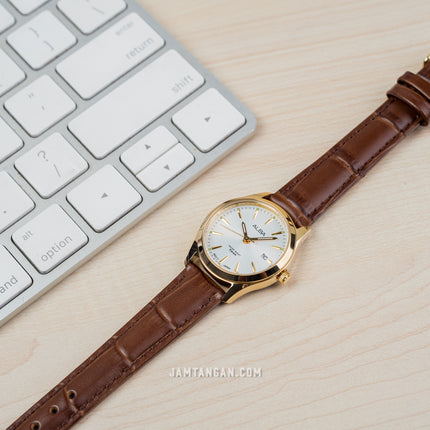 Alba AH7BP2X1 Ladies Silver Dial Brown Leather Strap