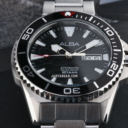 Alba Mechanical A3B019X1 Automatic Men Black Dial Stainless Steel Strap