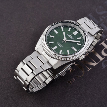 Alba Prestige AS9S67X1 Men Green Patterned Dial Stainless Steel Strap