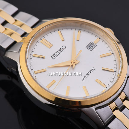 Seiko Classic SRPH92K1 Discover More Automatic Men Silver Dial Dual Tone Stainless Steel Strap