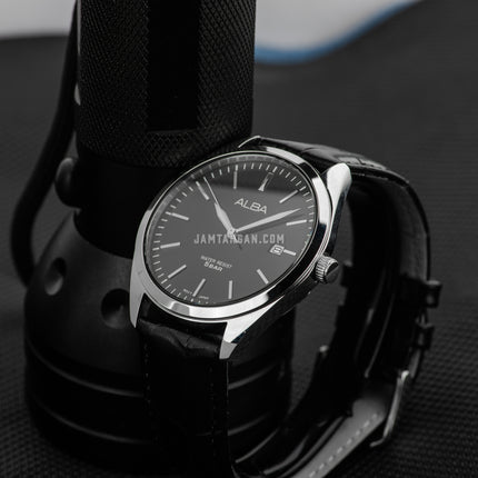Alba Prestige AS9S27X1 Men Black Dial Black Leather Strap