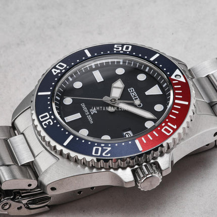 Seiko Prospex SNE595P1 Solar Diver Pepsi Blue Dial Stainless Steel Strap