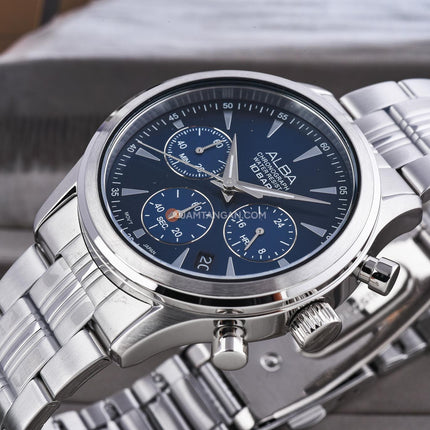 Alba AT3K51X1 Men Chronograph Blue Dial Stainless Steel Strap