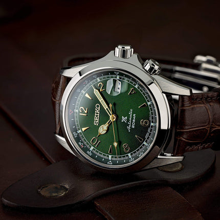 Seiko Prospex SPB121J1 Alpinist Green Dial Brown Leather Strap