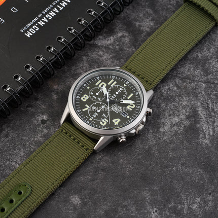 Alba AM3855X1 Chronograph Men Green Dial Green Nylon Strap