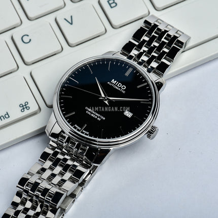 MIDO Baroncelli III M027.408.11.051.00 Chronometer Cal. 80 Automatic Black Dial St. Steel Strap