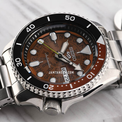 Seiko 5 Sports SRPJ47K1 Time Sonar SKX Sports Style Brown Dial Stainless Steel Strap