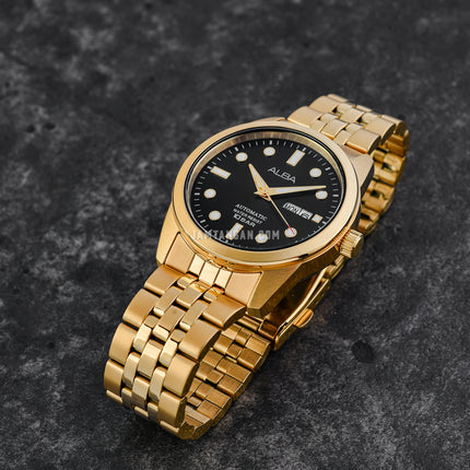 Alba Mechanical AL4654X1 Automatic Men Black Dial Gold Stainless Steel Strap
