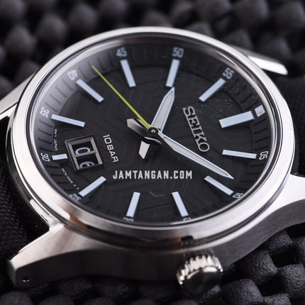 Seiko Classic SUR517P1 Discover More Black Dial Black Nylon Strap