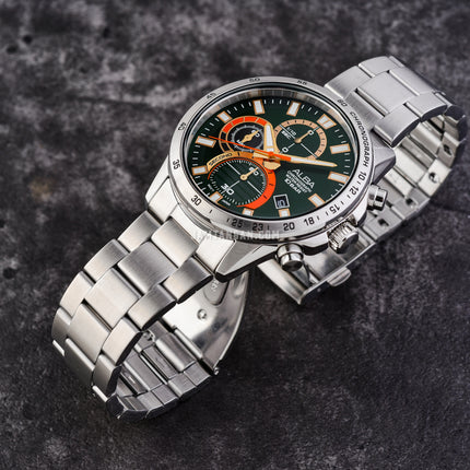 Alba Active AM3965X1 Chronograph Men Green Dial Stainless Steel Strap