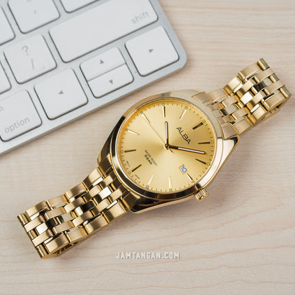 Alba AS9R02X1 Gold Dial Gold Stainless Steel Strap