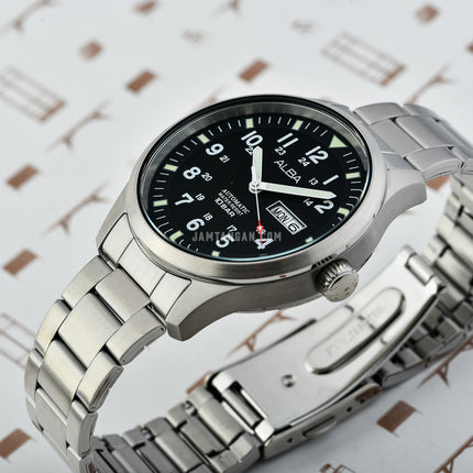 Alba Mechanical Field Military AL4213X1 Men Black Dial Stainless Steel Strap