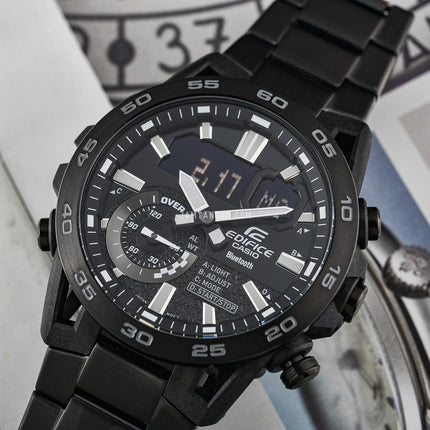Casio Edifice ECB-40BK-1ADF Sospensione Men Black Dial Black Stainless Steel Band