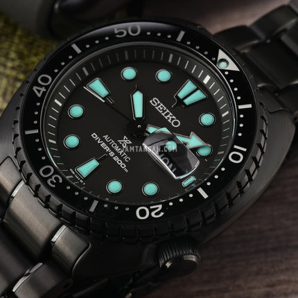 Seiko Prospex SRPK43K1 King Turtle Black Series Night Vision Diver Black Stainless Steel Strap