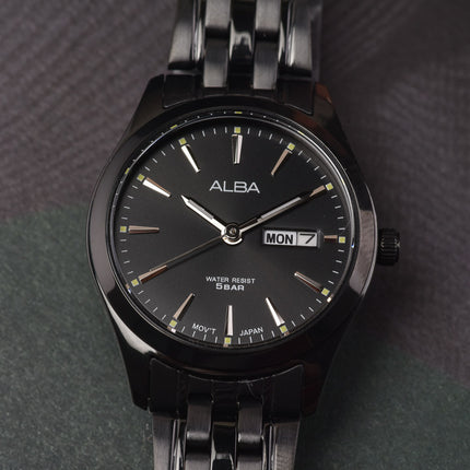 Alba AN8095X1 Ladies Black Dial Black Stainless Steel Strap