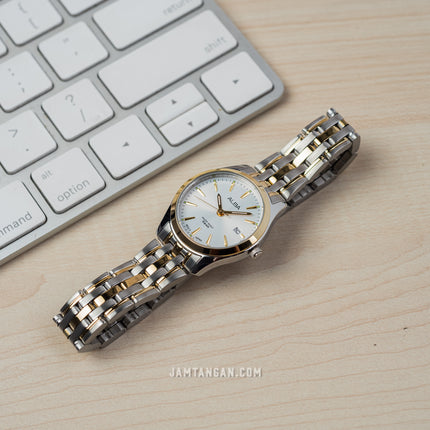 Alba AH7BN2X1_AS9Q96X1 Couple Silver Dial Dual Tone Stainless Steel Strap