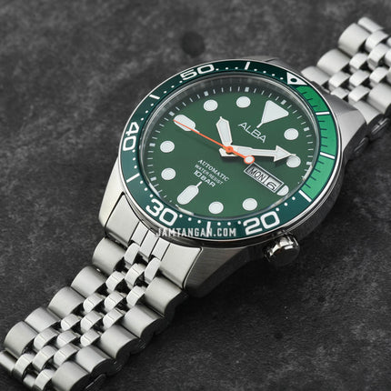 Alba Mechanical AL4187X1 Automatic Men Green Dial Stainless Steel Strap