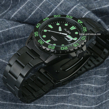 Alba Active AS9N25X1 Men Black Dial Black Stainless Steel Strap