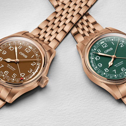 Oris Big Crown 01-754-7741-3165-07-8-20-01 Pointer Date Bronze Blue Dial Rose Gold St. Steel Strap