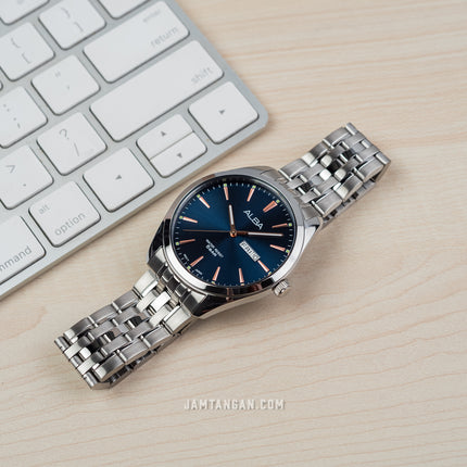 Alba AN8077X1_AJ6181X1 Couple Blue Dial Stainless Steel Strap